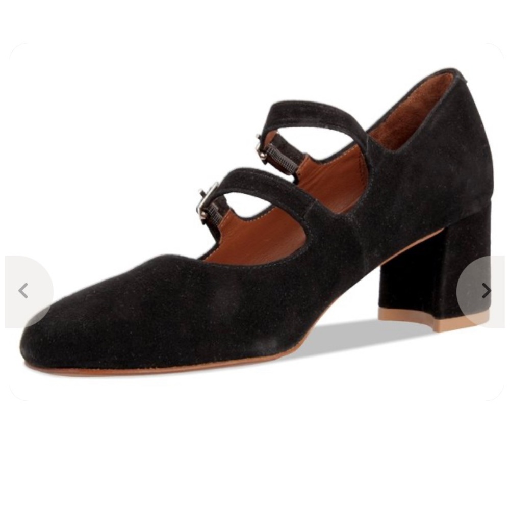 NWOB By Far Emmanuella double-strap heels in black suede